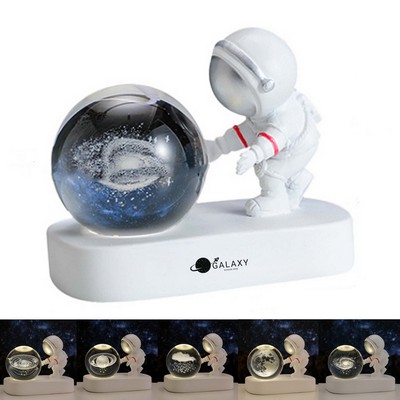 Astronauts Night Light 3D Laser Engraved Quartz Glass Ball